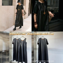 香云纱简约短袖连衣裙2025夏季重磅桑蚕丝高端莨绸极简宽松长裙