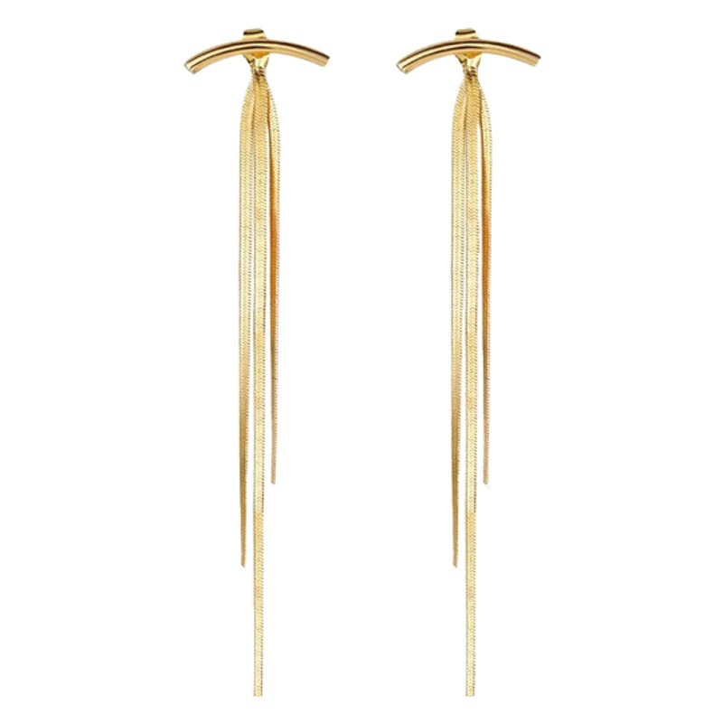 S925 европейские и американские серьги с кисточками Женские Простые интернет-знаменитости универсальные стройнящие холодные металлические длинные серьги в виде змеиной кости