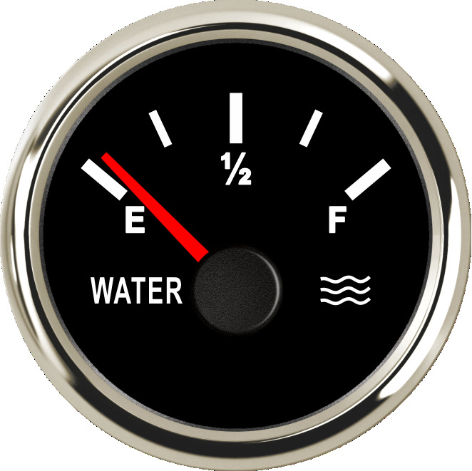 Chuángǎnqì Pressure water tank sensor pointer water level gauge digital display (automobile instrument) - black-background-silver-edge-water-level-gauge-pointer-52mm