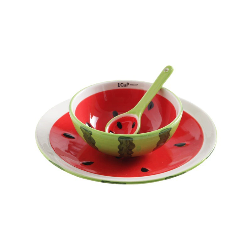 Creative children's ceramic tableware, fruit set for home use, hand painting, 3 pieces