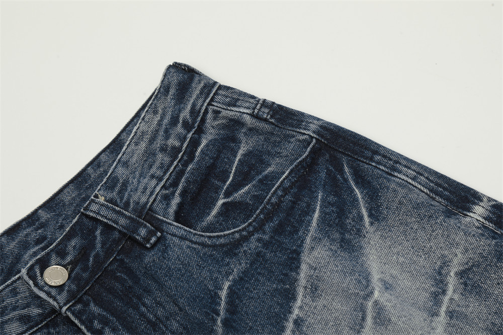 Men's Tie-Dye Gradient Jeans - High Street Vibe, Loose Fit, Wide Leg, Straight Cut, Distressed Wash, Casual Streetwear For Men (Black, Blue S-XXL)_mkmklike.com