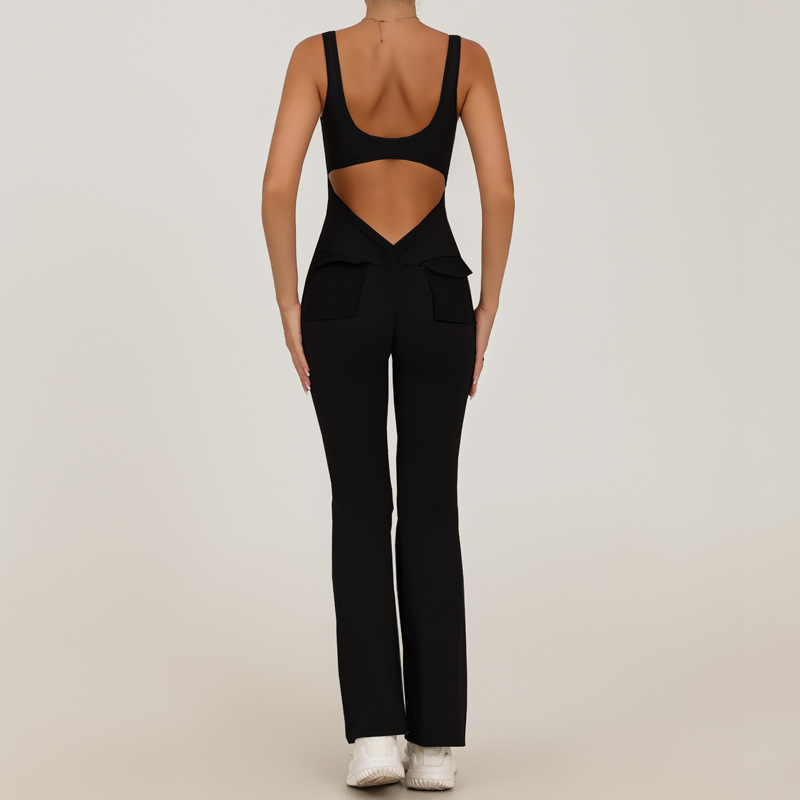 Europa y los Estados Unidos transfronterizos huecos belleza de yoga de espaldas uniones de mujer ropa de elevación de caderas herramientas de bolsillo pantalones deportivos de fitness