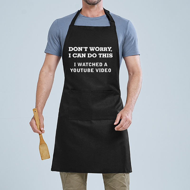 Transfronterizo Amazon poliéster delantal logotipo personalizado para hombres y mujeres pareja cocina barbacoa ropa de trabajo fábrica de delantal al por mayor