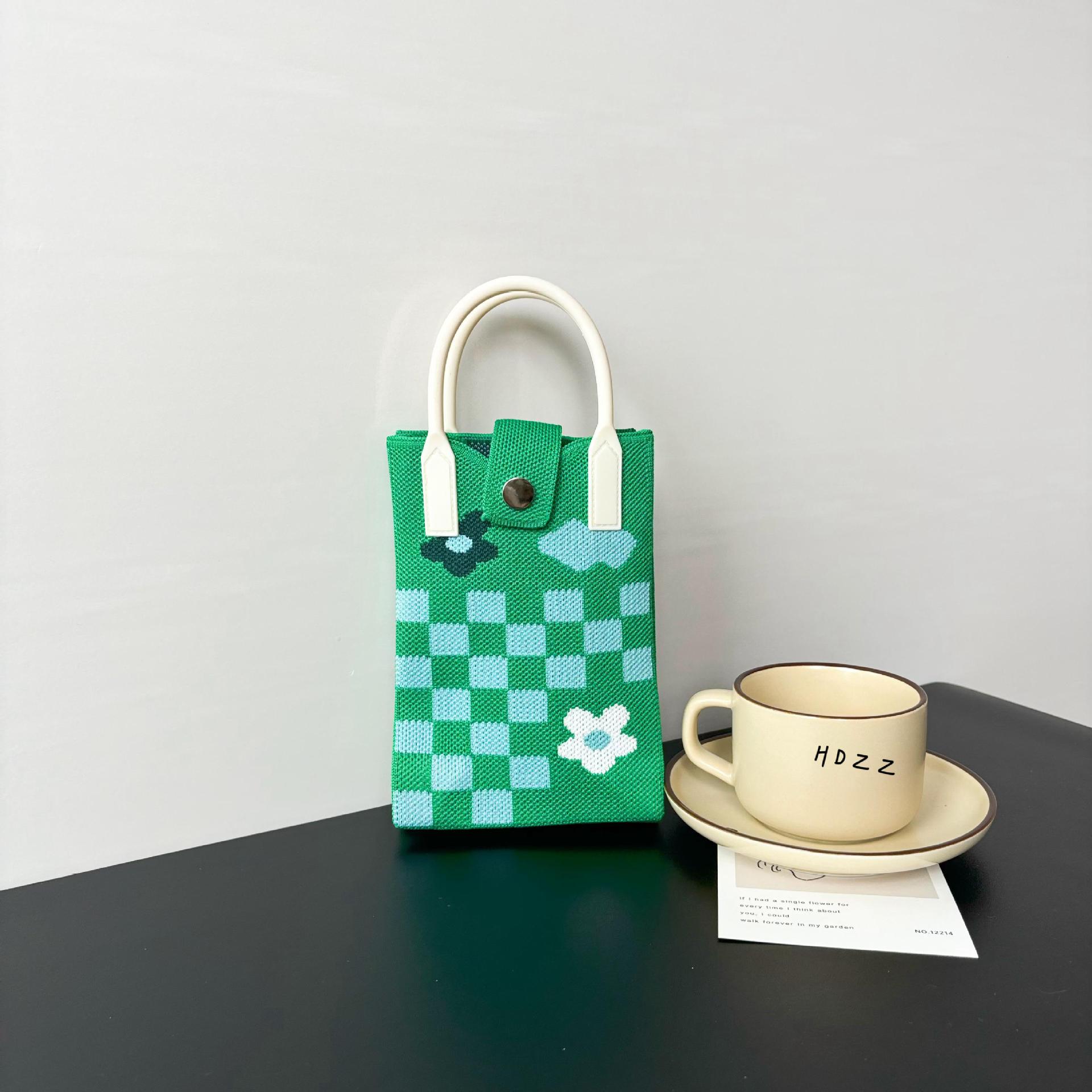 꽃무늬 격자무늬 - 녹색