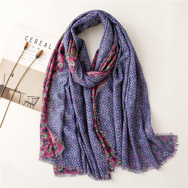 Fashion Double-sided Printing Fringe Long Gauze Scarf display picture 2