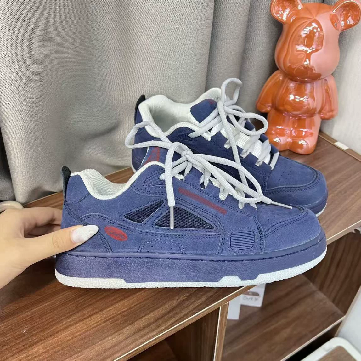 Национальный прилив ins ветер с мехом, сшитым ретро хлебная обувь мужские ulzzang пара легкие трендовые спортивные коньки