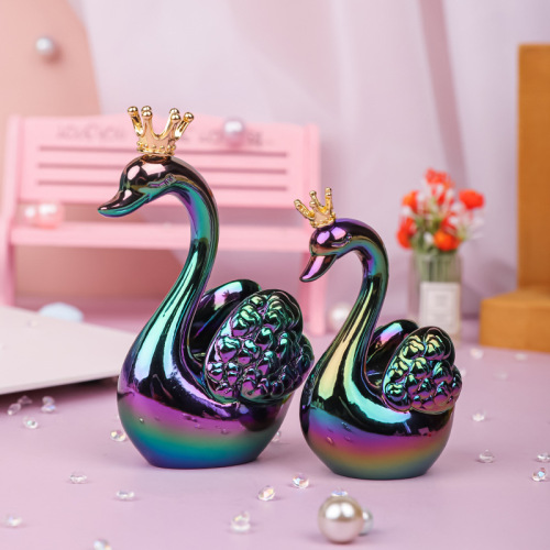 Language of Love Swan Ornament Cute Couple Swan Resin Doll Desktop Home Car Decoration Girls Gift