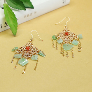 Aiyu Natural Burmese A Jade Fruit Green Shaped Earrings Diamond Ear Hook Women Wholesale Hair AY3120907