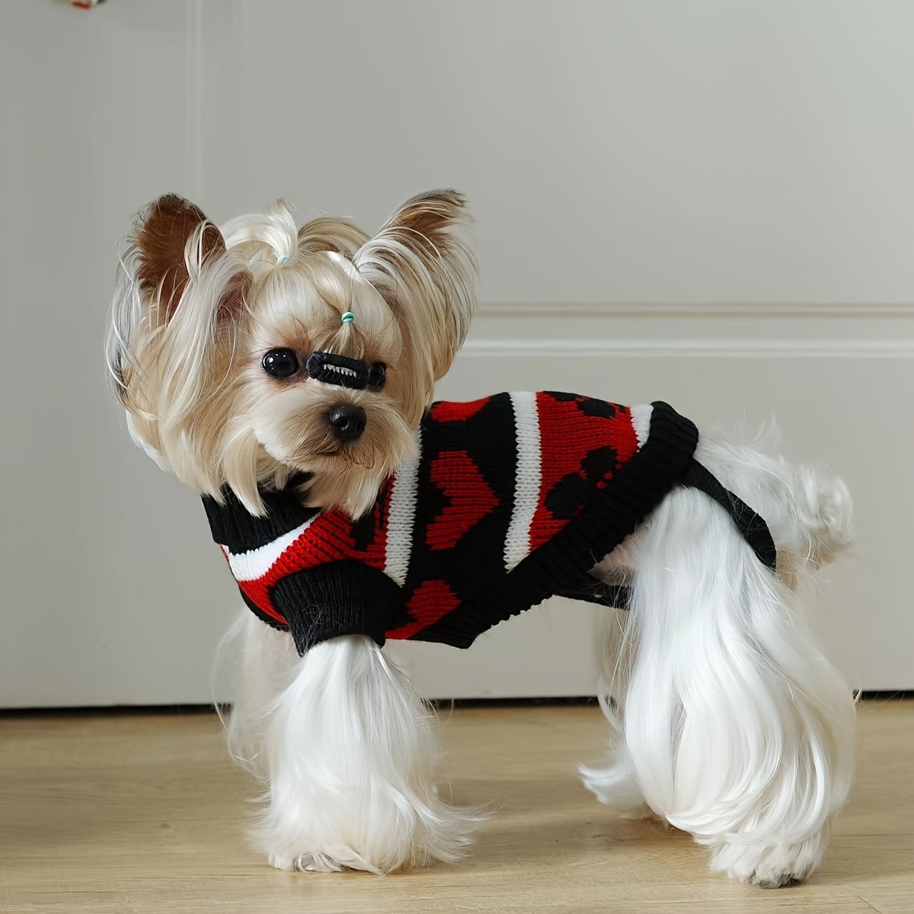 犬ニットセータートランプ柄秋と冬暖かいペット服小型犬テディビションファッション服