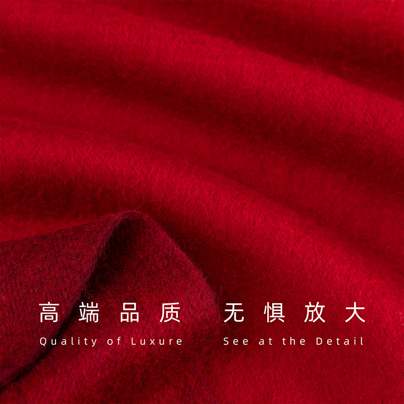 Año Nuevo bufandas rojas 100% de lana simple coreana otoño invierno atmósfera sensación de cuello sensación de alto nivel amplio chal mujer
