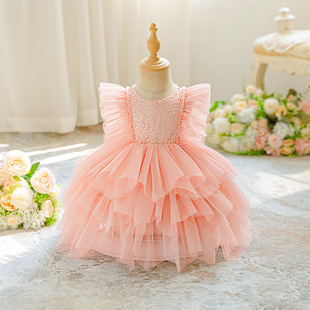 Wholesale Factory Foreign Trade New Girls Lace Fluffy Mesh Skirt Princess Multi-Layer Cake Skirt Holiday Performance Clothing
