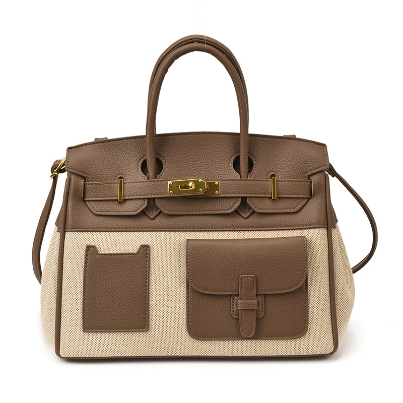 Bolso de mujer 2025 nuevo color transfronterizo de platino bolso de mano tote de gran capacidad de transporte universal mochila de hombro