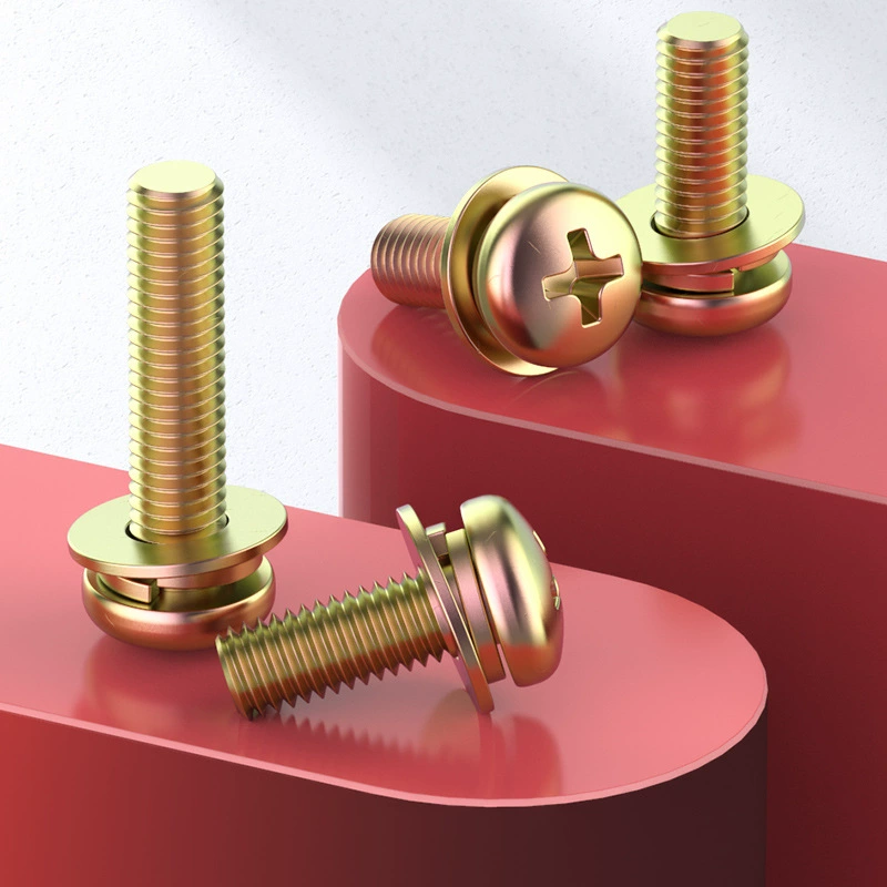 Трех комбинированные винты с крестообразной головкой GB9074.4, плоская шайба с крестообразной головкой и пружинная шайба, комбинированная прокладка QC236