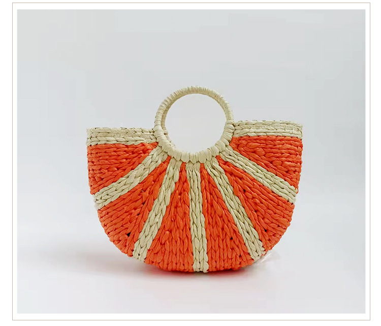 Women's Fashion Handbags, 2024 New Summer Woven Pumpkin Semi-circular Holiday Beach Bag. Fashionable and Personalized Women's Bags._senzul.com