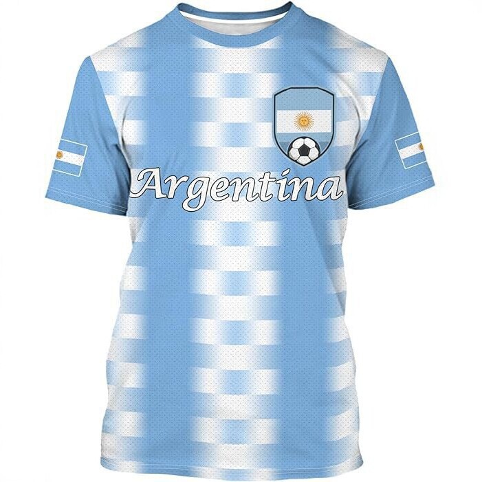 Summer World Cup Argentina Mexico Brazil Fan 3D Printed Short-Sleeved Football Men's Breathable T-Shirt