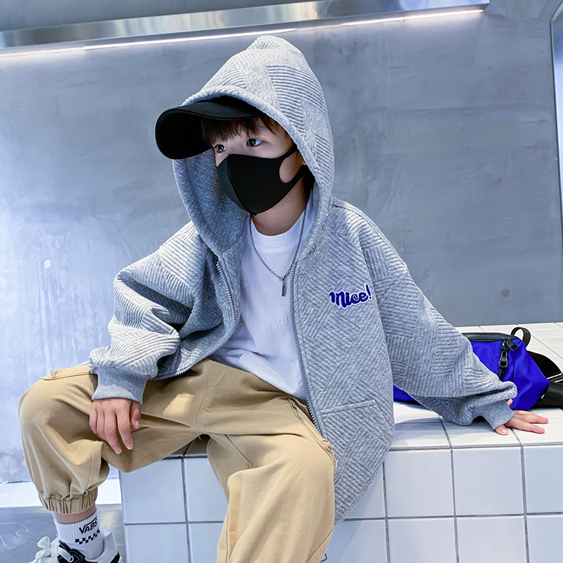 (2개) 소년의 봄과 가을 코트 2023 새로운 중다 어린이 카디건 스웨터 소년 가을과 겨울 기모 잘 생긴 옷