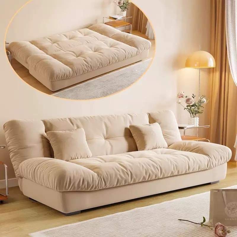 Cloud Sofa Modern Simple Folding Dual-Purpose Multi-Functional Small Apartment Bedroom Living Room Internet Celebrity Solid Wood Sofa Bed