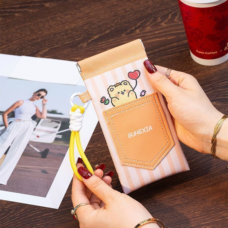 Dibujos animados lindo dopamina cuello colgante bolsa de gafas gafas de sol portátiles para mujer gafas de miopía bolsa colgante de gafas