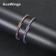 4mm紫锆单排铜镶紫锆网球手链女士饰品嘻哈Tennis Chain 网球手链