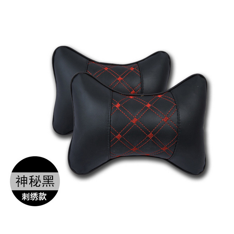 사계절 유니버설 자동차 머리 받침 목 베개 카시트 용품 인테리어 편안한 베개 쌍 가죽 자동차