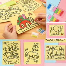 儿童diy彩色沙画材料包小学生手工沙画幼儿园益智玩具小礼物批发