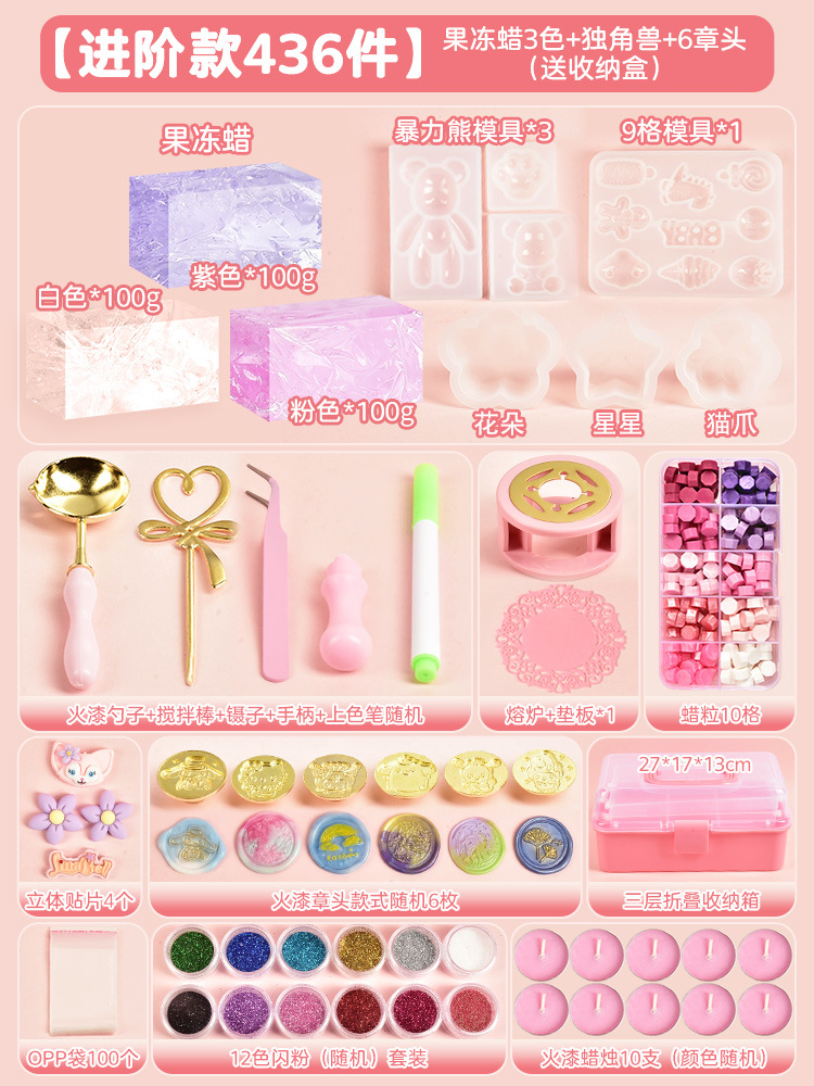 고급 왁스 3가지 색상(436개)에는 3단 수납함이 포함되어 있습니다.