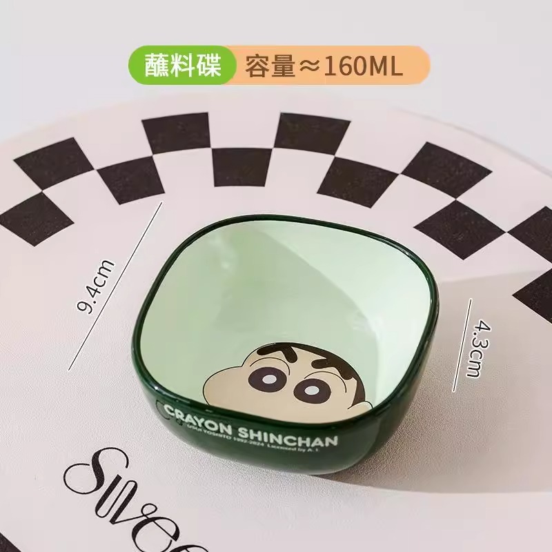 クレヨンしんちゃん陶器食器正方形丼高価値食器セット家庭用漫画子供用食器ボウルとスプーン|undefined