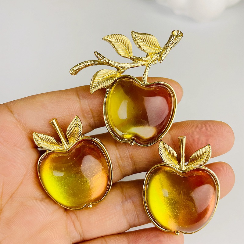 Simple Style Apple Alloy Plating Inlay Imitation Glaze Women's Earrings Brooches display picture 4