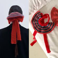 彩色编织毛线长款发带甜美多巴胺后脑勺盘发秋冬时尚百搭发饰头饰