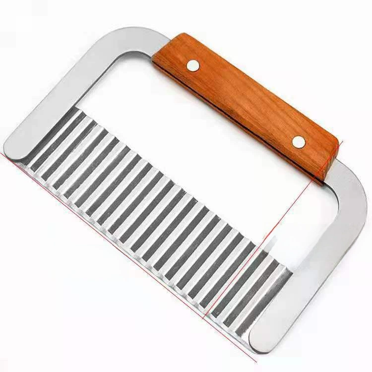 Нож картофельный зуб волка из нержавеющей стали with creative wooden handle, гофрированный нож, нож для фри, резак для картофеля из нержавеющей стали, кухонные гаджеты