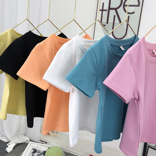 Children's Short Sleeve T-shirt  Boys Short Sleeve Cotton Girls Half Sleeve T-shirt Japanese Style Children's Clothing Baby Base Short Sleeve Top