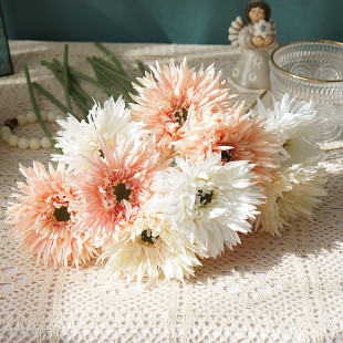 Single branch brushed furrow, artificial flower silk flower, imitation gerbera flower art flower, chrysanthemum imitation gerbera home decoration