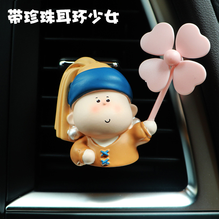 Half of the Moon Artist Cute Pearl Girl Aromatherapy Air Outlet Ornaments Car Air Conditioning Car Interior Decoration Supplies