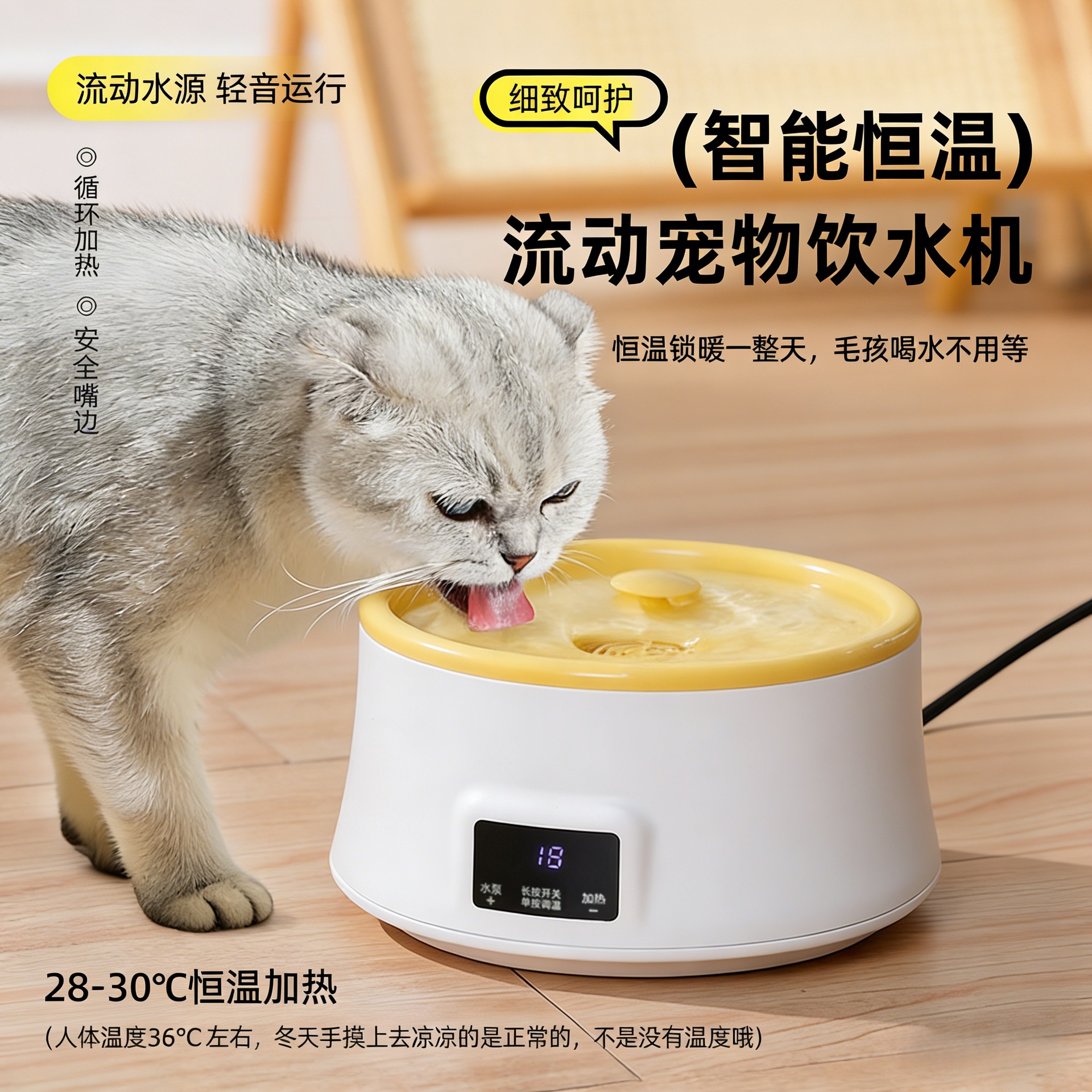 宠物恒温智能饮水机猫咪狗狗冬季专用喝水碗猫粮狗粮循环涌泉式