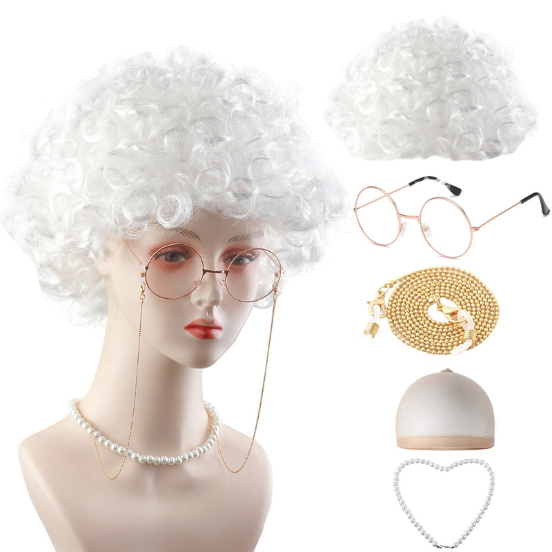 cos halloween granny wig performance props children performance wig granny wig Grandma