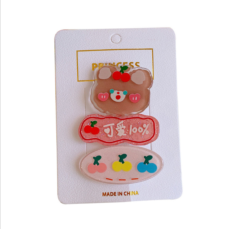 卡通新款亚克力发夹可爱少女刘海边夹创意百搭小动物亚克力头饰