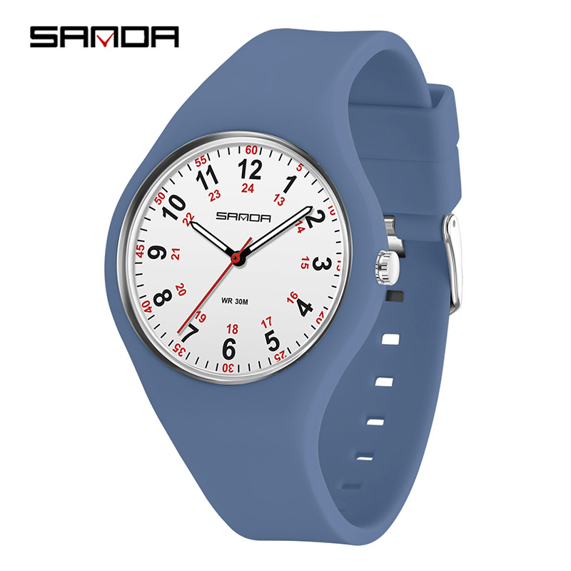 SANDA reloj femenino temperamento minimalista estudiantes de primaria luz nocturna impermeable silicona reloj de cuarzo reloj de comercio electrónico reloj en línea