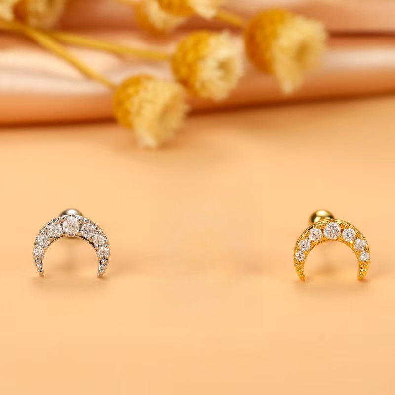 New Diamond Cross Ear Bone Nail Stainless Steel Rod Ear Nail Retro Temperament Earrings detail image 7