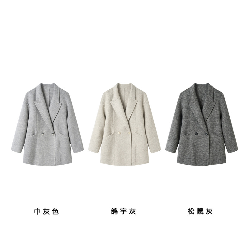 Alpaca Wool Coat for Women, Short Style, Casual Single-Breasted, Relaxed Fit, Hand-Stitched Double-Sided Wool Coat for Women Alpaca Wool Coat for Women, Short Style, Casual Single-Breasted, Relaxed Fit, Hand-Stitched Double-Sided Wool Coat for Women