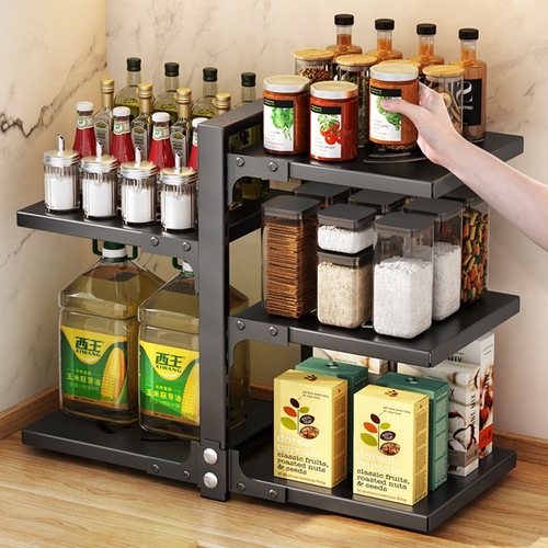 Cross-border floor-standing multi-layer kitchen storage rack without punching under the sink pot rack kitchen supplies storage spice rack wholesale