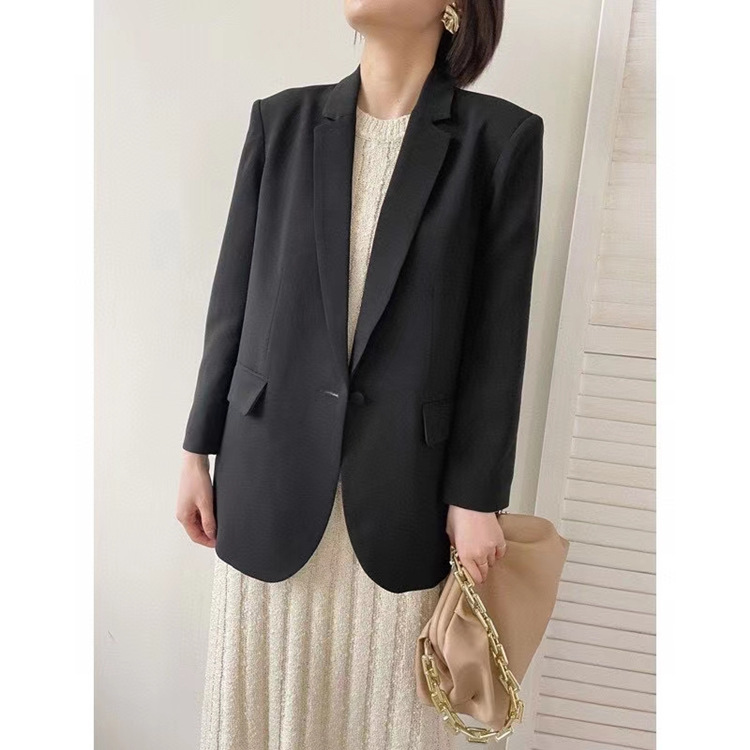 Thh theory new acetic acid fabric classic one-button commuter versatile small suit jacket women
