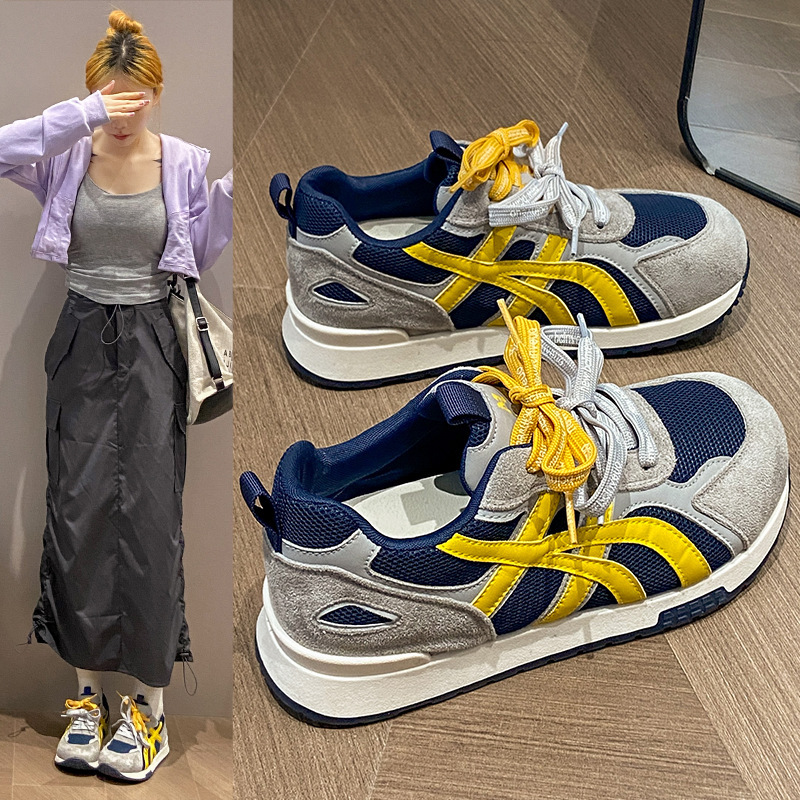 运动休闲丑萌大头老爹运动阿甘鞋女2025夏秋款软皮网面透气德训鞋|undefined