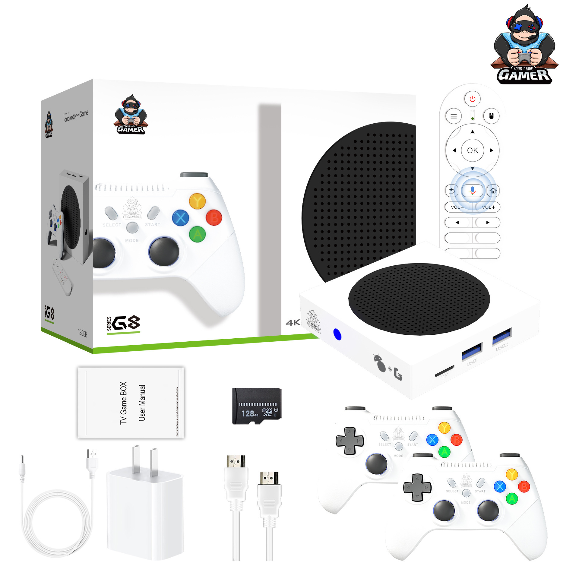 2026 Cross-Border Popular G8 Android Game Tv Box S905Y2 Hd 2.4g Game Box P6 Handle Set-Top Box