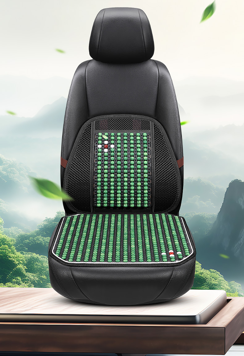 Summer Wooden Bead Headrest and Lumbar Cushion Square Cushion Multi-Piece Set Car Seat Cushion Single Piece Cooling Cushion Seat Cushion Rear Breathable Dropshipping