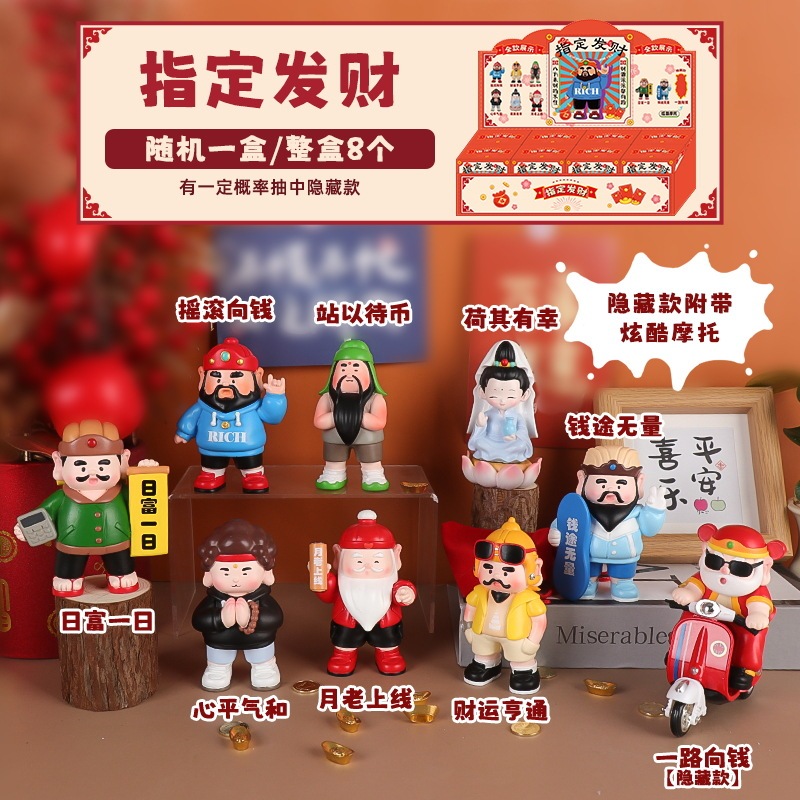 国潮风神仙系列萌佛守护神盲盒公仔桌面摆件新年节日礼品一件代发|undefined