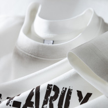 字母印花做旧脏脏t恤衫男士短袖2025夏季高端凉感白色半袖体恤衫