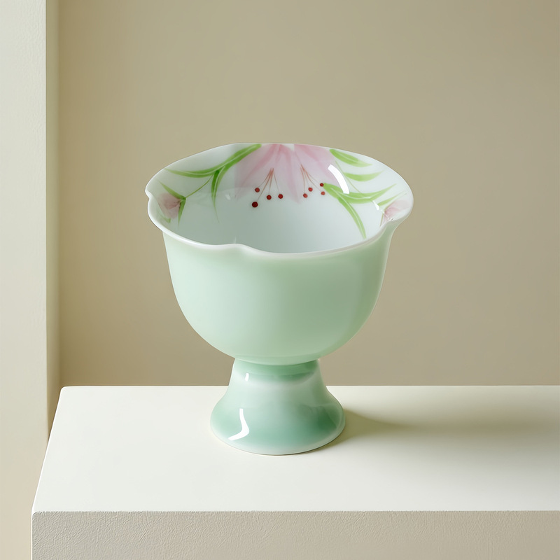 墨己远山绿野百合手绘釉下彩家用功夫茶具合集陶瓷茶壶盖碗茶杯|undefined