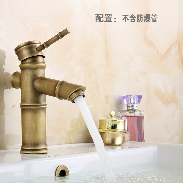欧式仿古全铜台上盆水龙头竹节面盆水龙头浴室冷热水脸盆水龙头|undefined