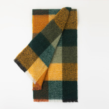 个性潮流拼色格子围巾欧美跨境秋冬高级感气质时髦保暖流苏围巾