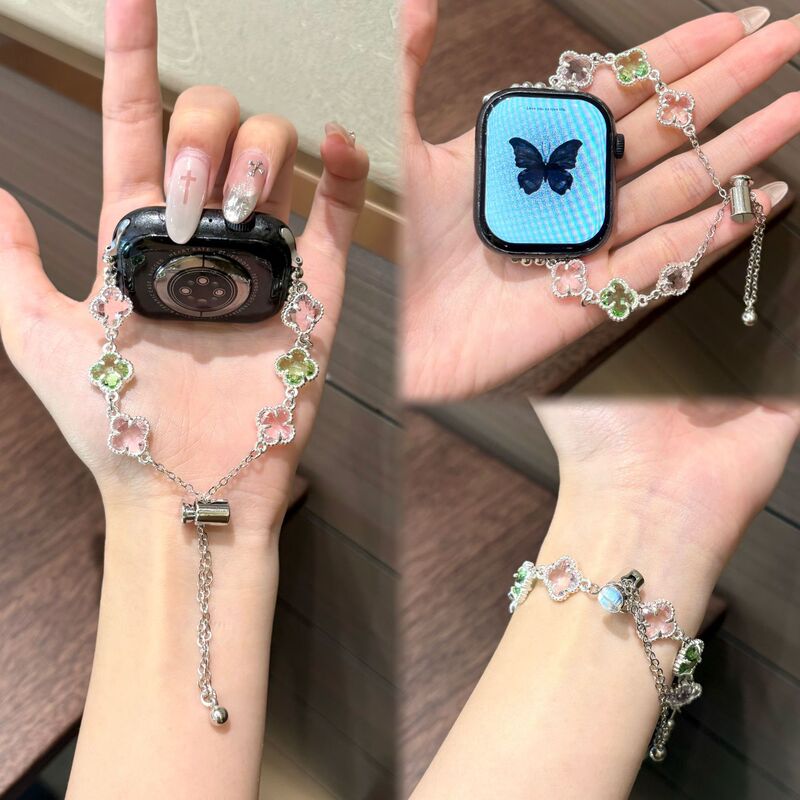 Suitable for Xiaomi Mi Band 9/8 strap, four-leaf clover bracelet, Redmi Watch 4, Huawei 9/8 watch, GT5/4 women's model Suitable for Xiaomi Mi Band 9/8 strap, four-leaf clover bracelet, Redmi Watch 4, Huawei 9/8 watch, GT5/4 women's model